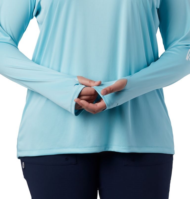 Women's Columbia PFG Tidal Tee Hoodie Blue | Plus Size CA-XC314